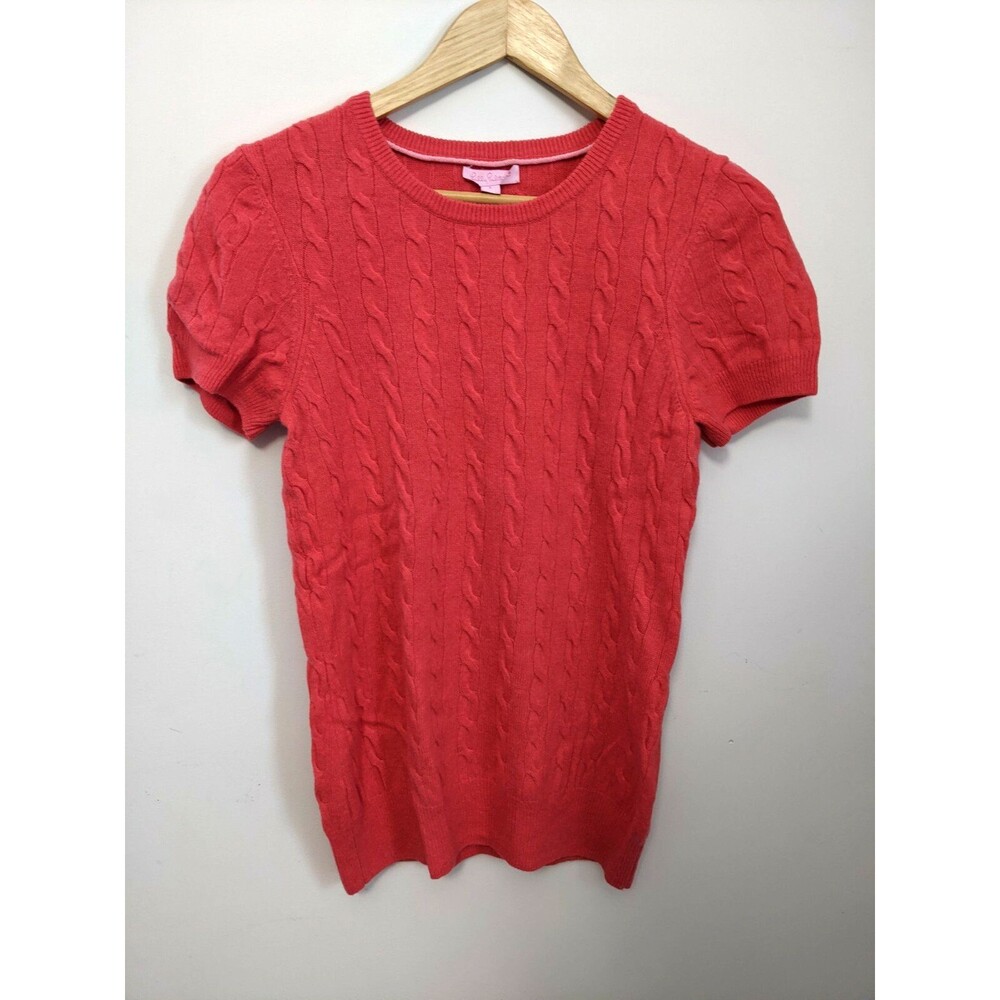 Womens Lilly Pulitzer Large Cashmere T-Shirt Sweater 100% Pink